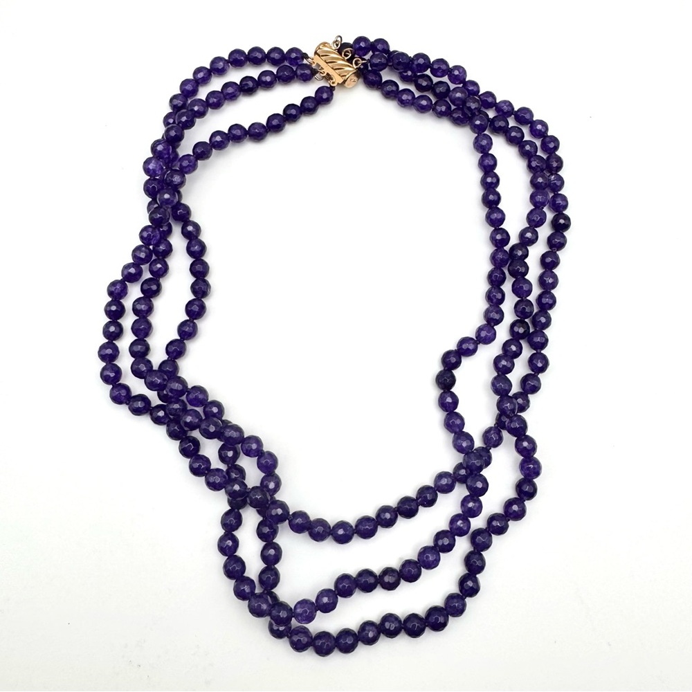 Vintage Genuine Amethyst Multi-Strand Necklace